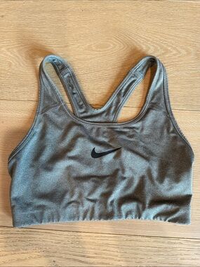 Nike Grey Racerback Sports Bra with Black Swoosh